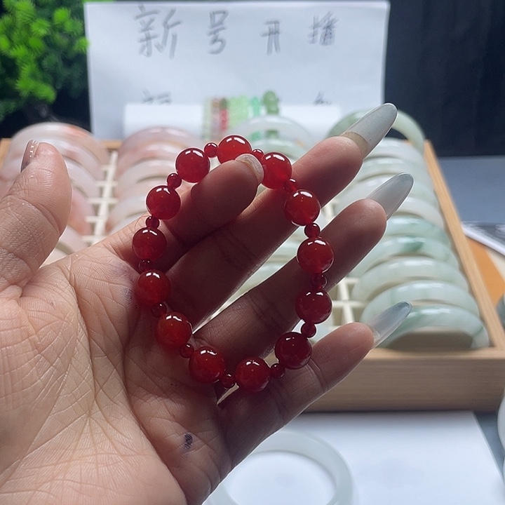 合金手链玛瑙/玉髓卡10mm