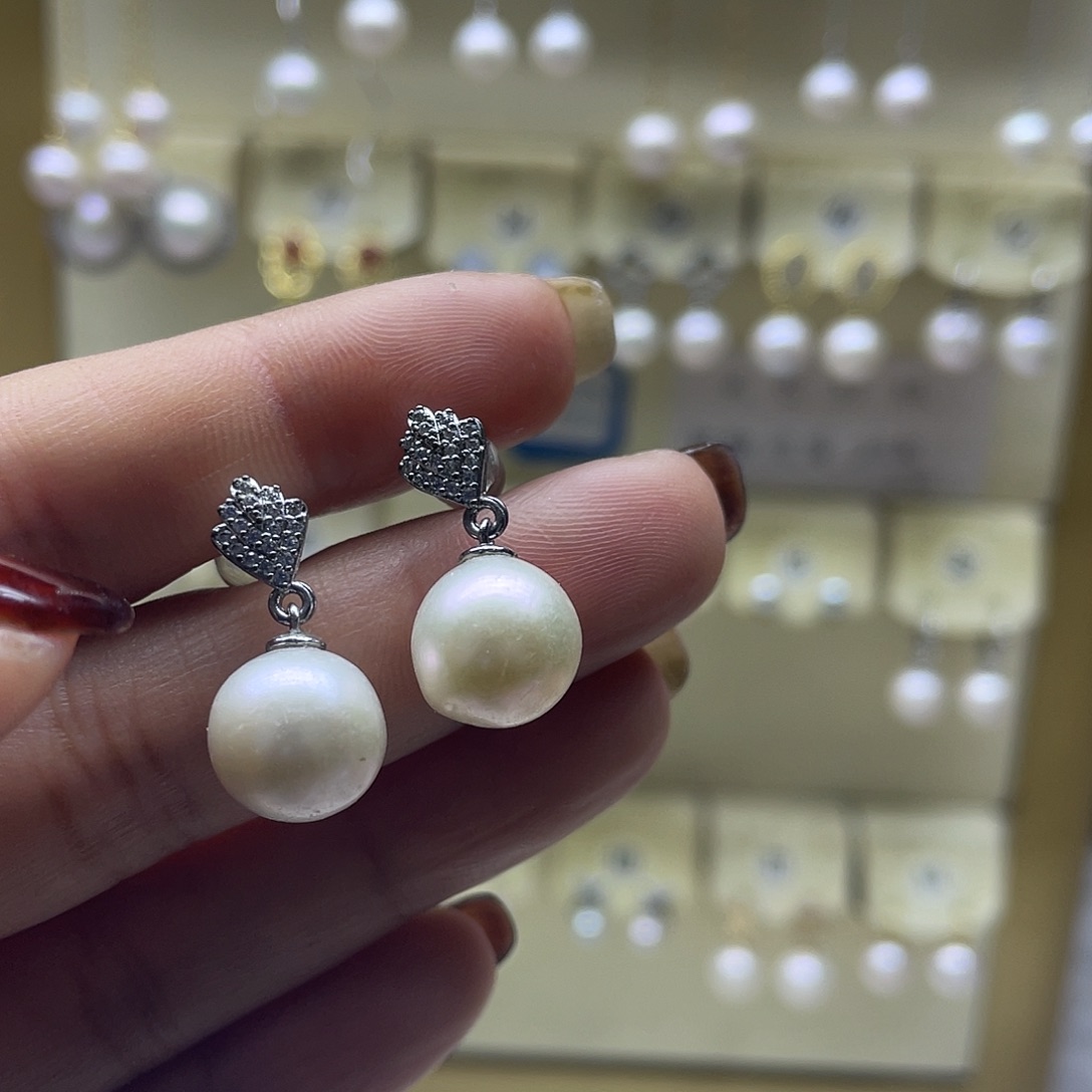 耳饰淡水珍珠银S925镶嵌
