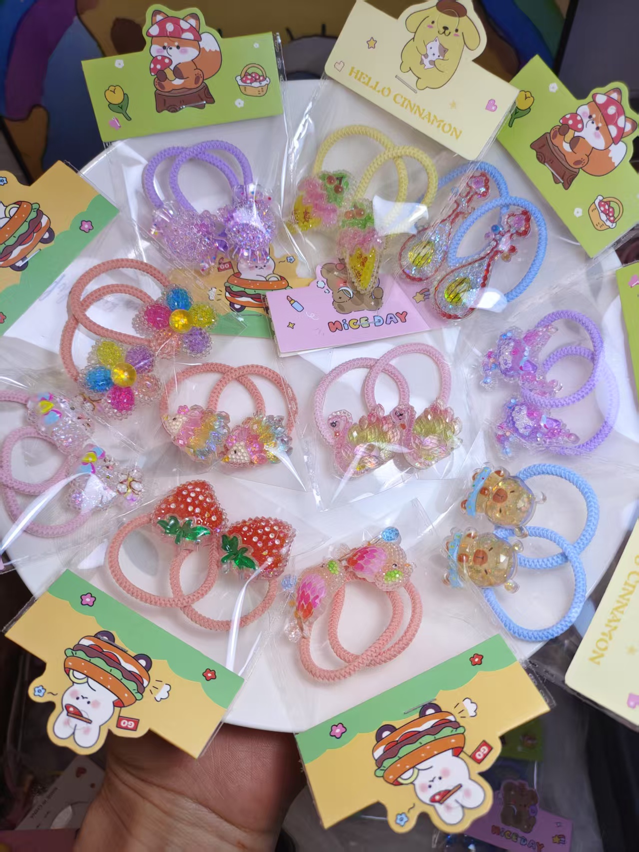 砂糖钻闪发圈卡通头饰儿童女童公主时尚可爱宝宝韩版发饰彩色弹力