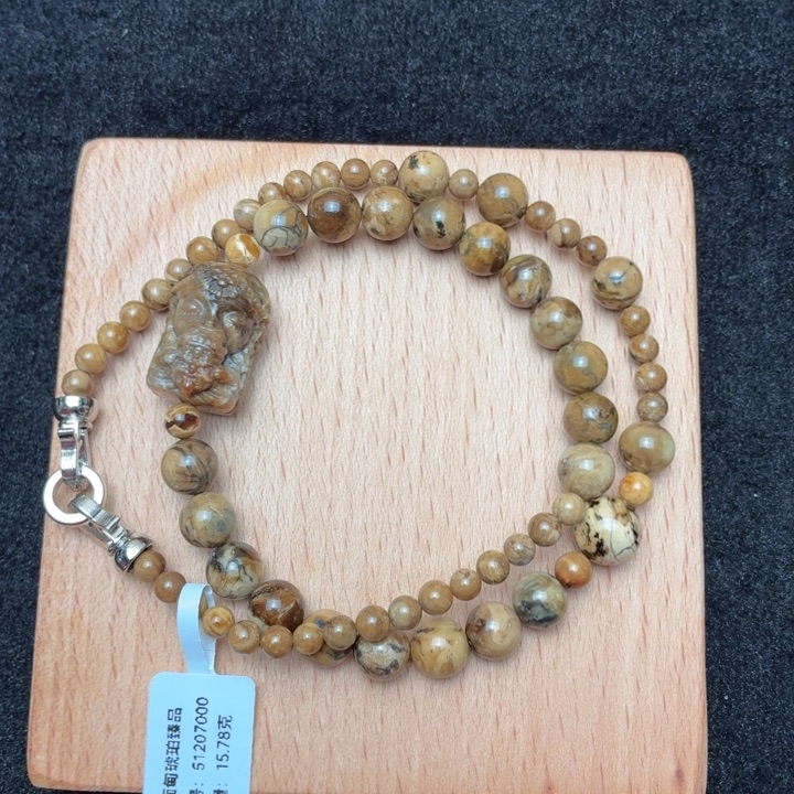 琥珀未镶嵌珠宝奇石油根蜡美人鱼设计锁骨链