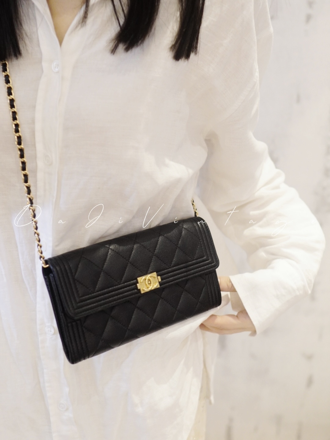 95新 Chanel/香奈儿 大吉中古/Chanel香奈儿黑金leboy钱包