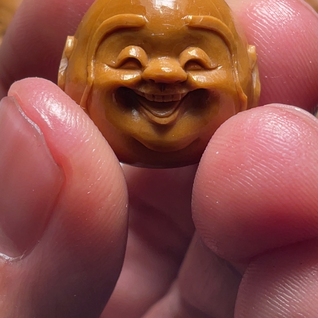 橄榄核手串/手链Y**。2.0铁核长眉笑佛