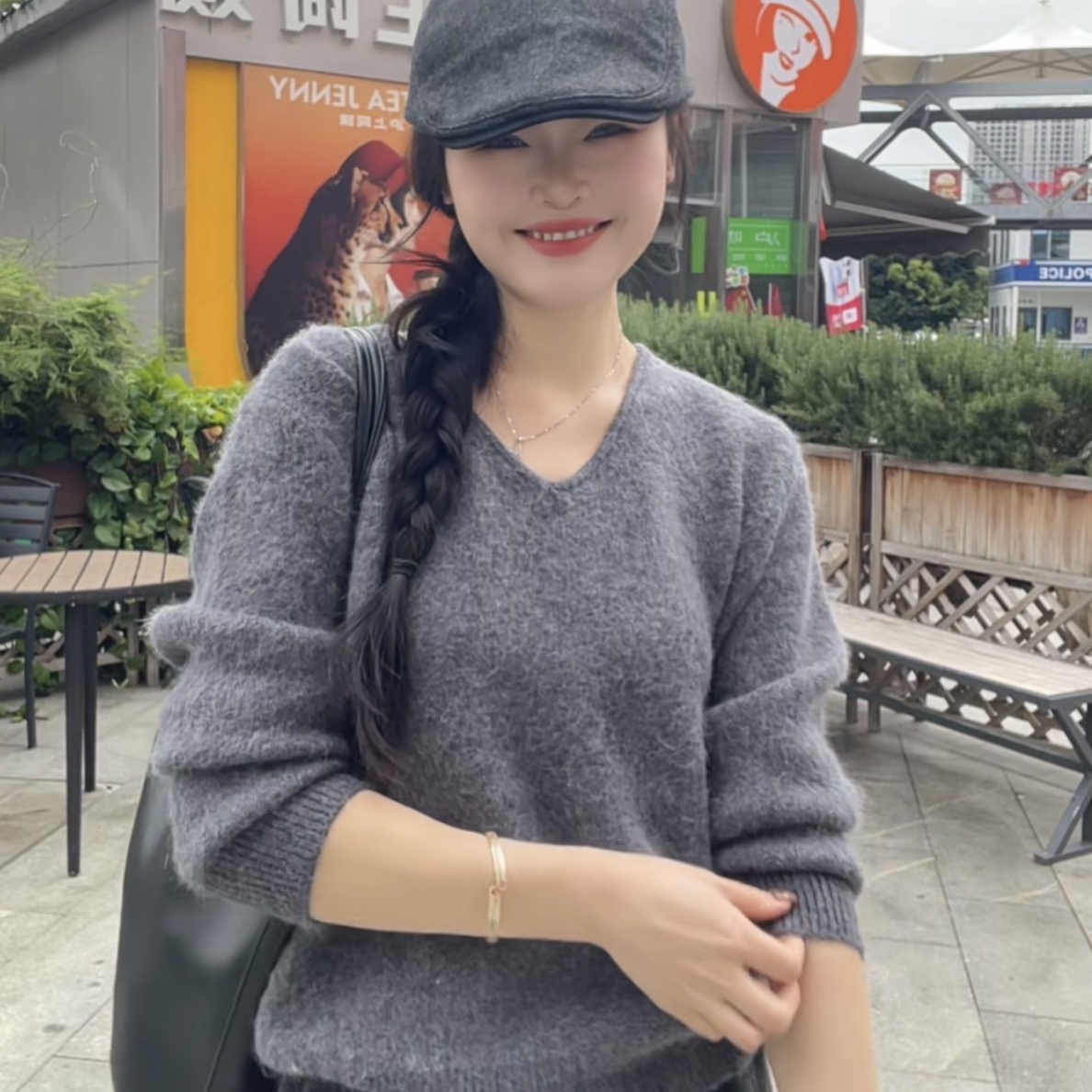 【羽奢时尚】简韩V领时尚气质百搭毛衣5090