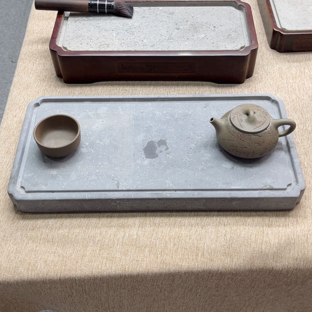 砖雕39x19老金砖吸水茶盘，底部无底脚