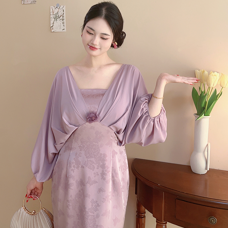 紫玫瑰【自制款】新中式紫色清冷感大码胖mm旗袍连衣裙高贵气质风