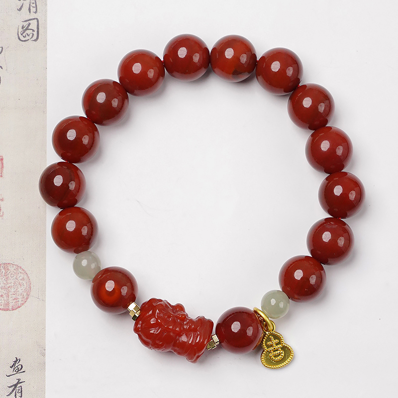 本命年玛瑙貔貅招财纳福女式手链多样性发一-8874