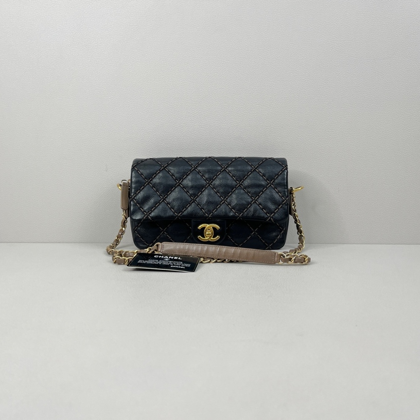 95新 Chanel/香奈儿 季节款限量cf黑金/中号双C/翻盖链条包5143