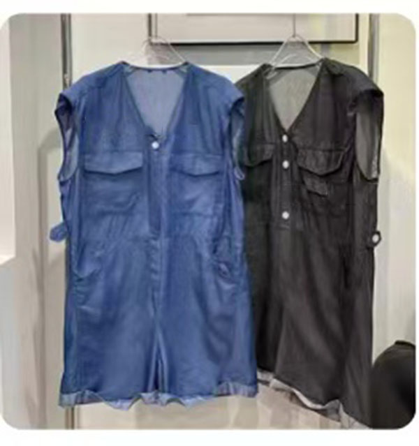 牛仔马甲连体休闲裤女夏季薄款2024新款高级感短裤连体衣A11-26