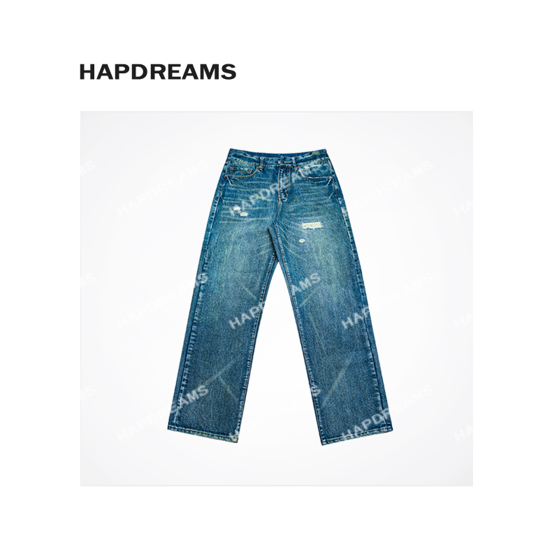 RRD脏脏猫须牛裤 复古休闲风洗水磨烂百搭牛仔直筒裤961
