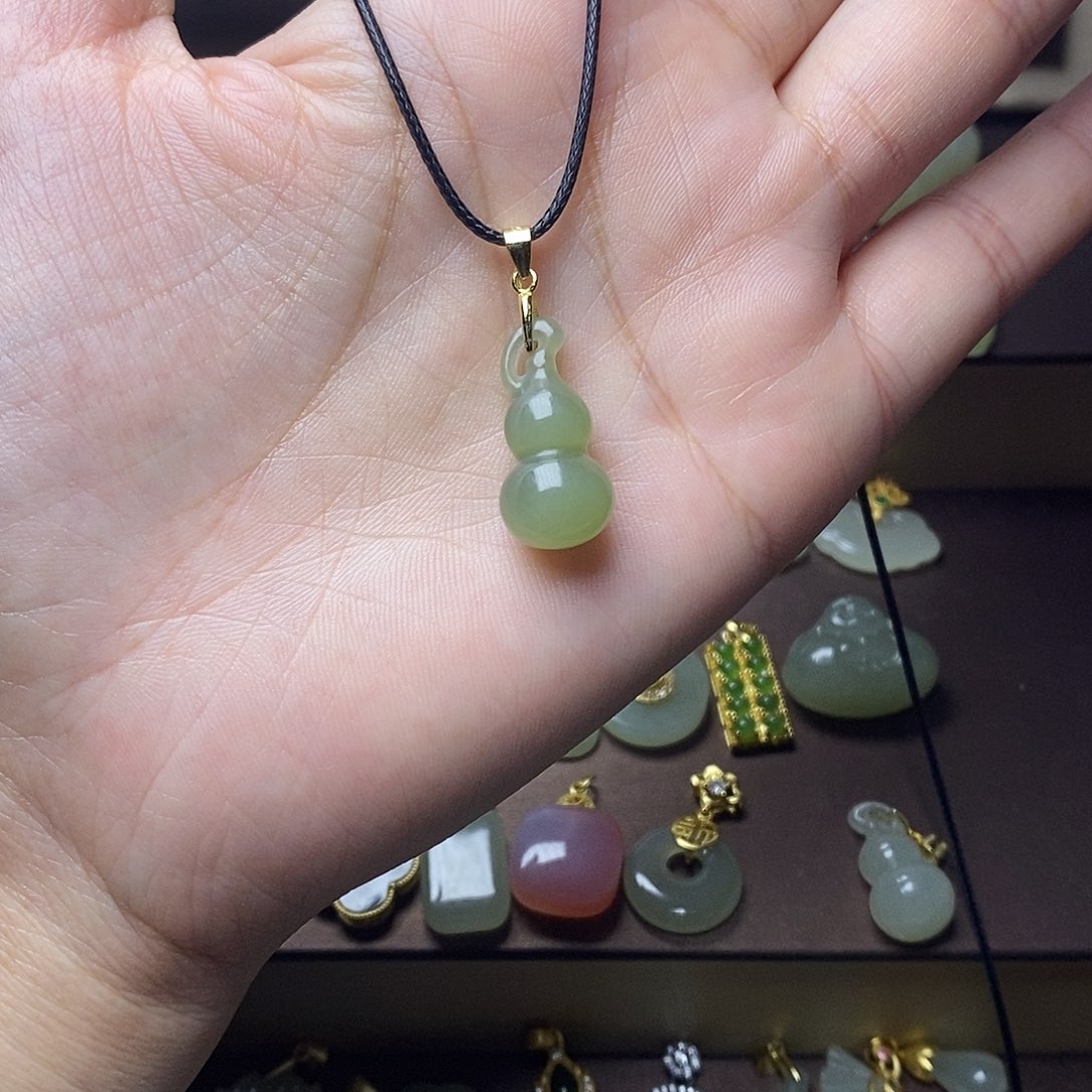 和田玉颈饰银S925镶嵌