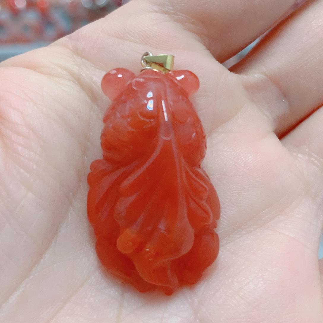 南红玛瑙吊坠(不含链)银S925镶嵌