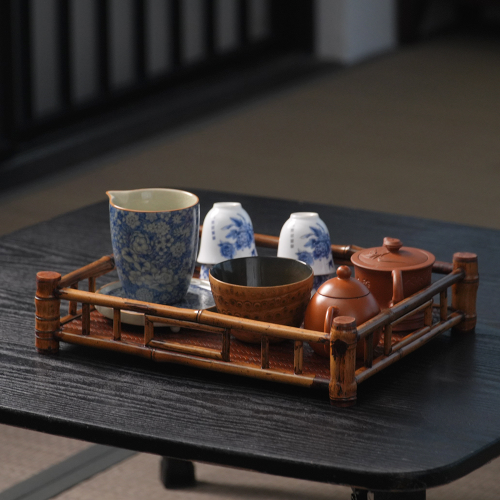 【罗汉脚收纳架】长形方形托盘茶盘喝茶配件家用收纳篮水果点心篮