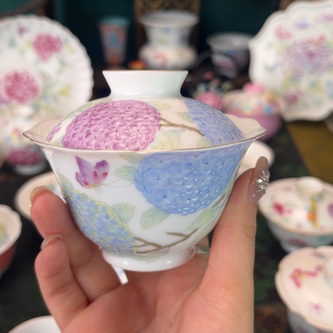 摆件陶景德镇陶瓷手绘茶杯