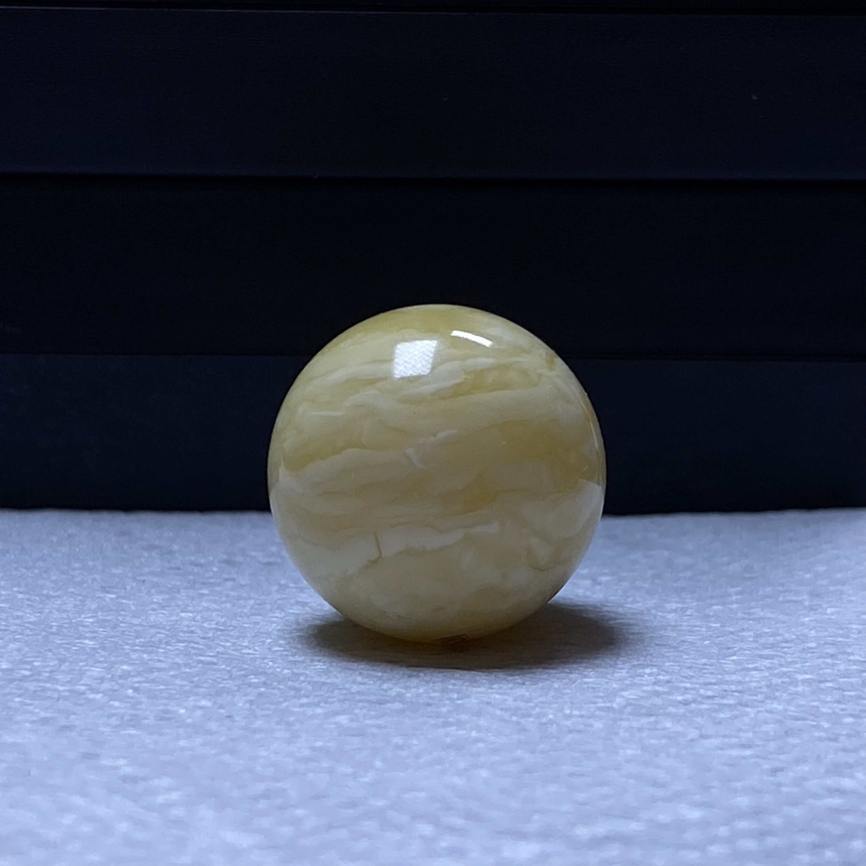 蜜蜡单珠瓷白妖花虎皮纹精品圆珠配饰16.8mm