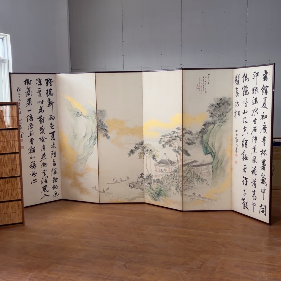 绘画屏风框画茶空间设计