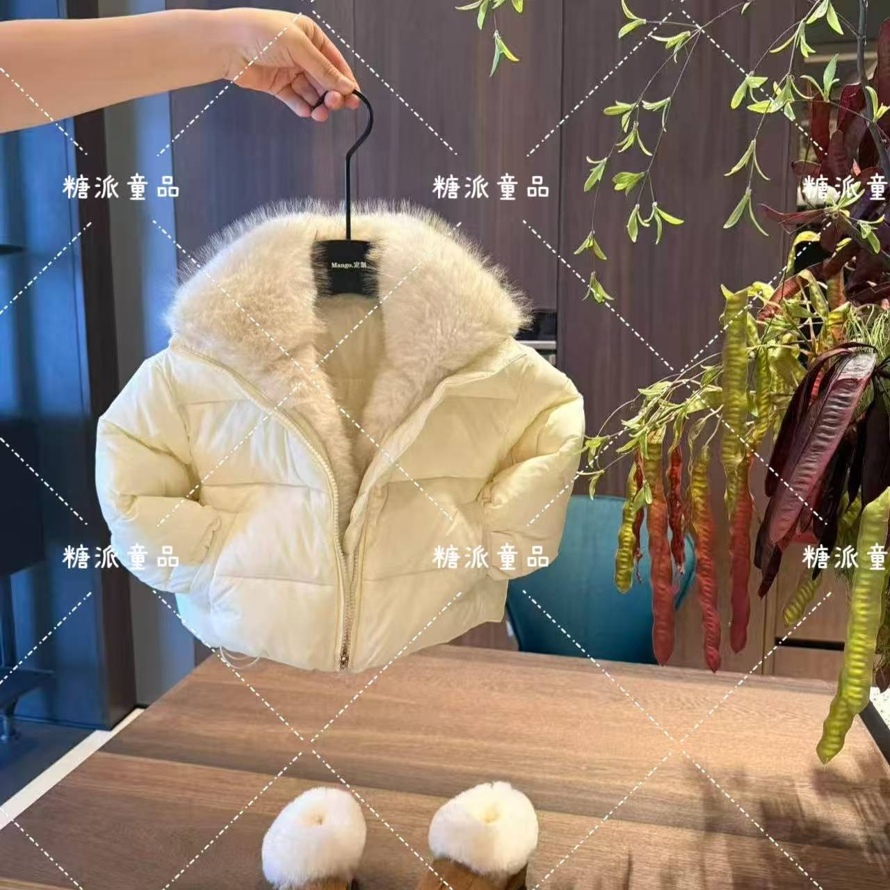 【棉衣】7762奶油小黄毛毛翻领显好！儿童棉衣