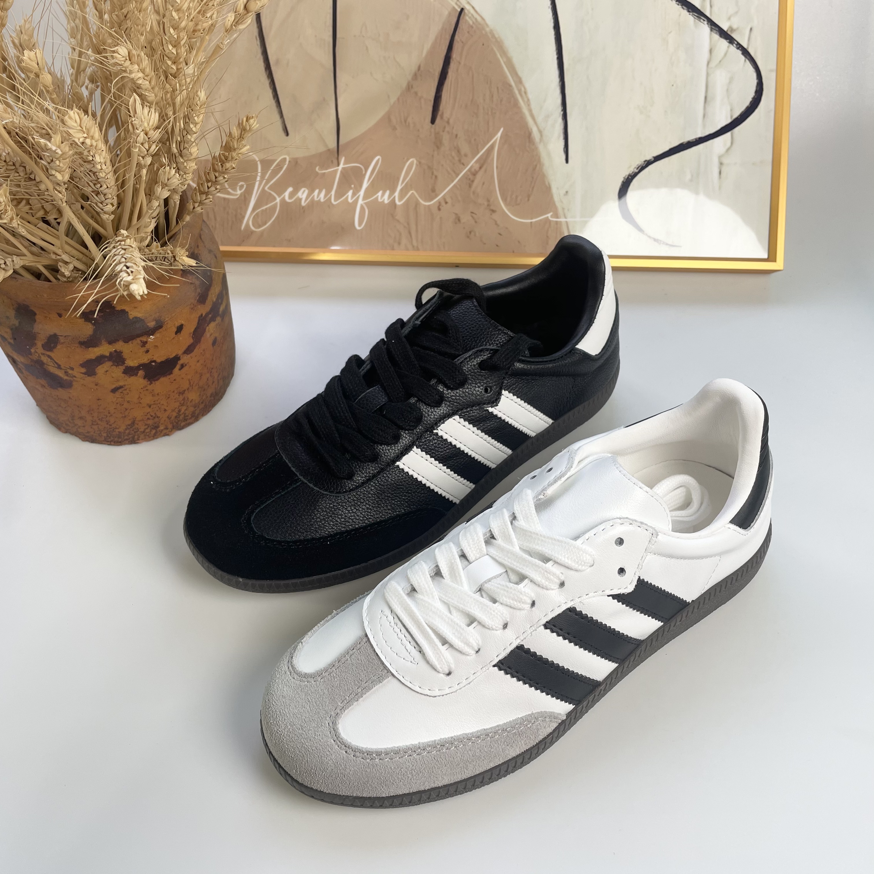 真皮小白鞋板鞋男鞋面包鞋时尚大码经典小众德训鞋情侣百搭