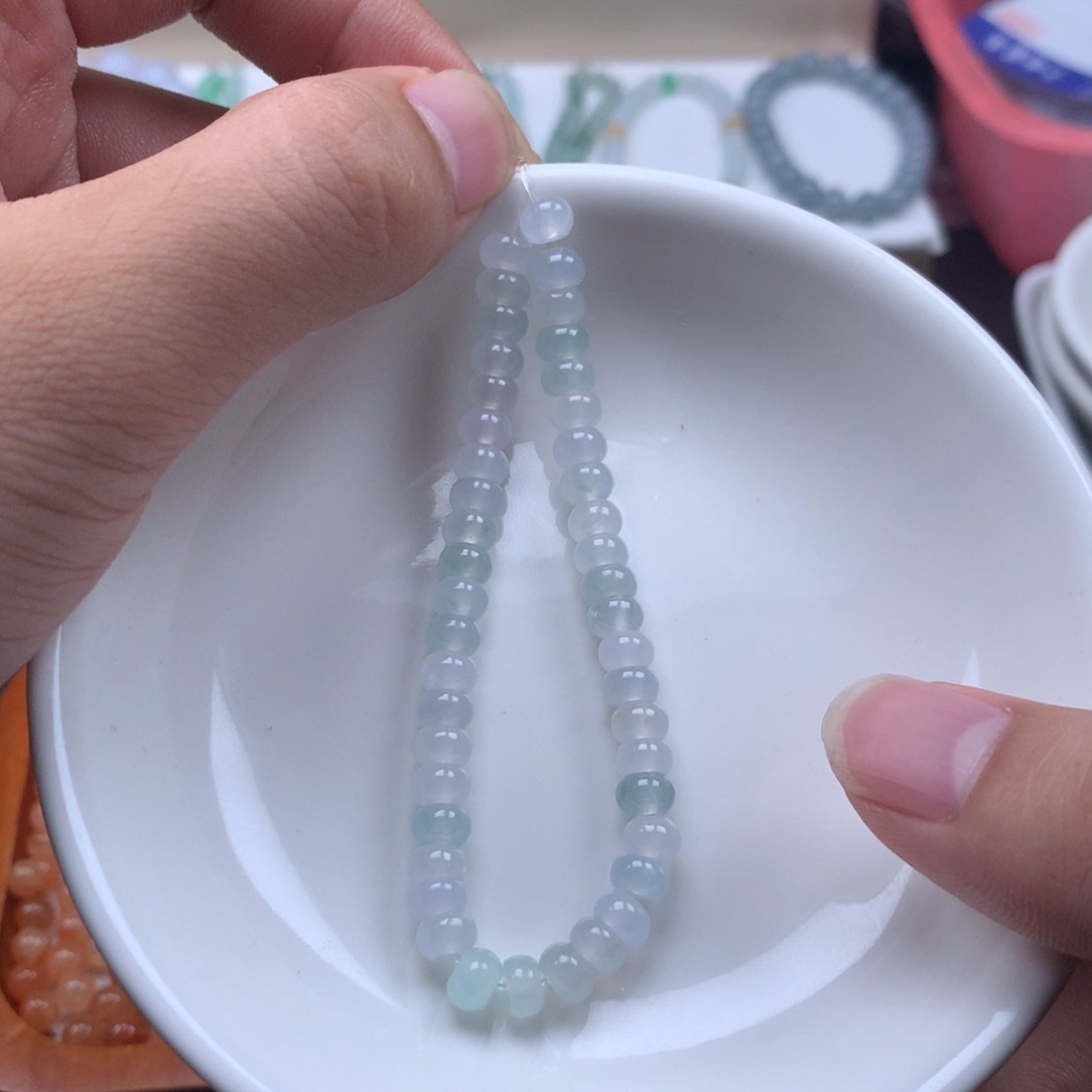 D***媛未镶嵌手链翡翠冰种算盘珠卡5.6