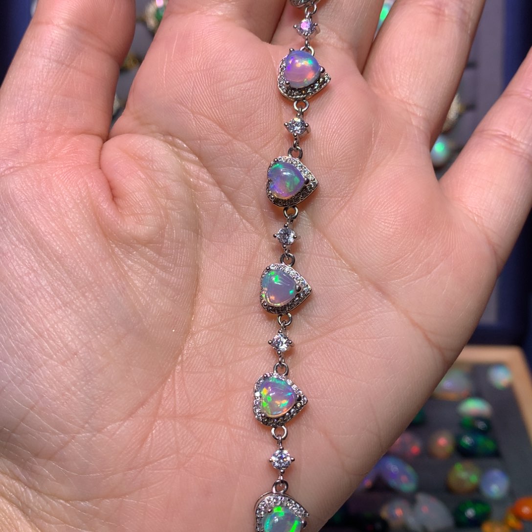 欧泊手链款式银S925镶嵌