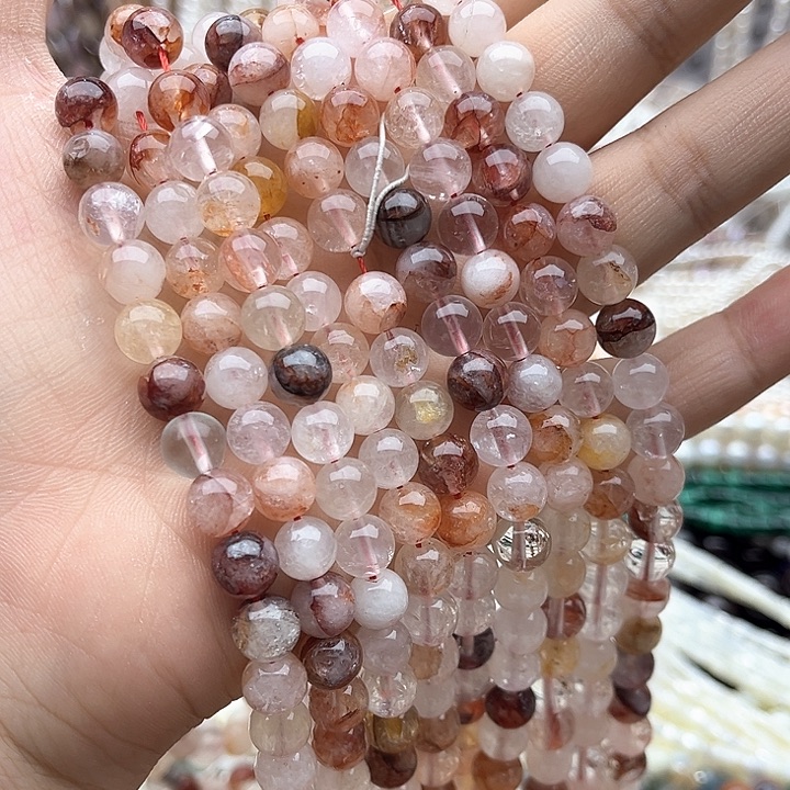 未镶嵌玛瑙/玉髓珠宝半成品一条8mm左右红胶花