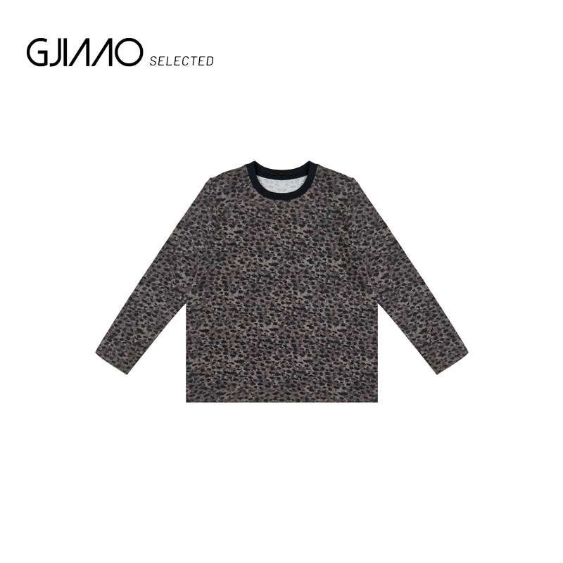 8639 垫肩宽松豹纹T恤