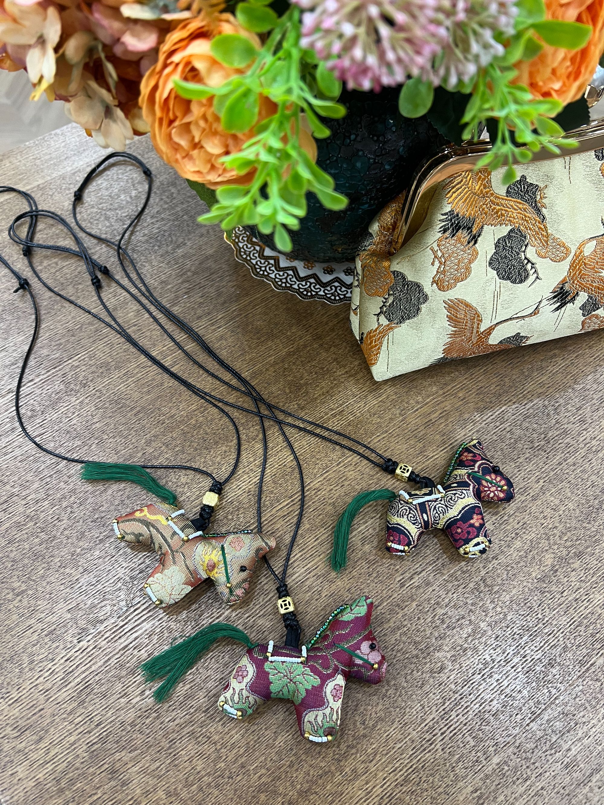 非金属布艺项链 FEIERLIN-  手工宋小马包挂件项链新中式布艺配饰