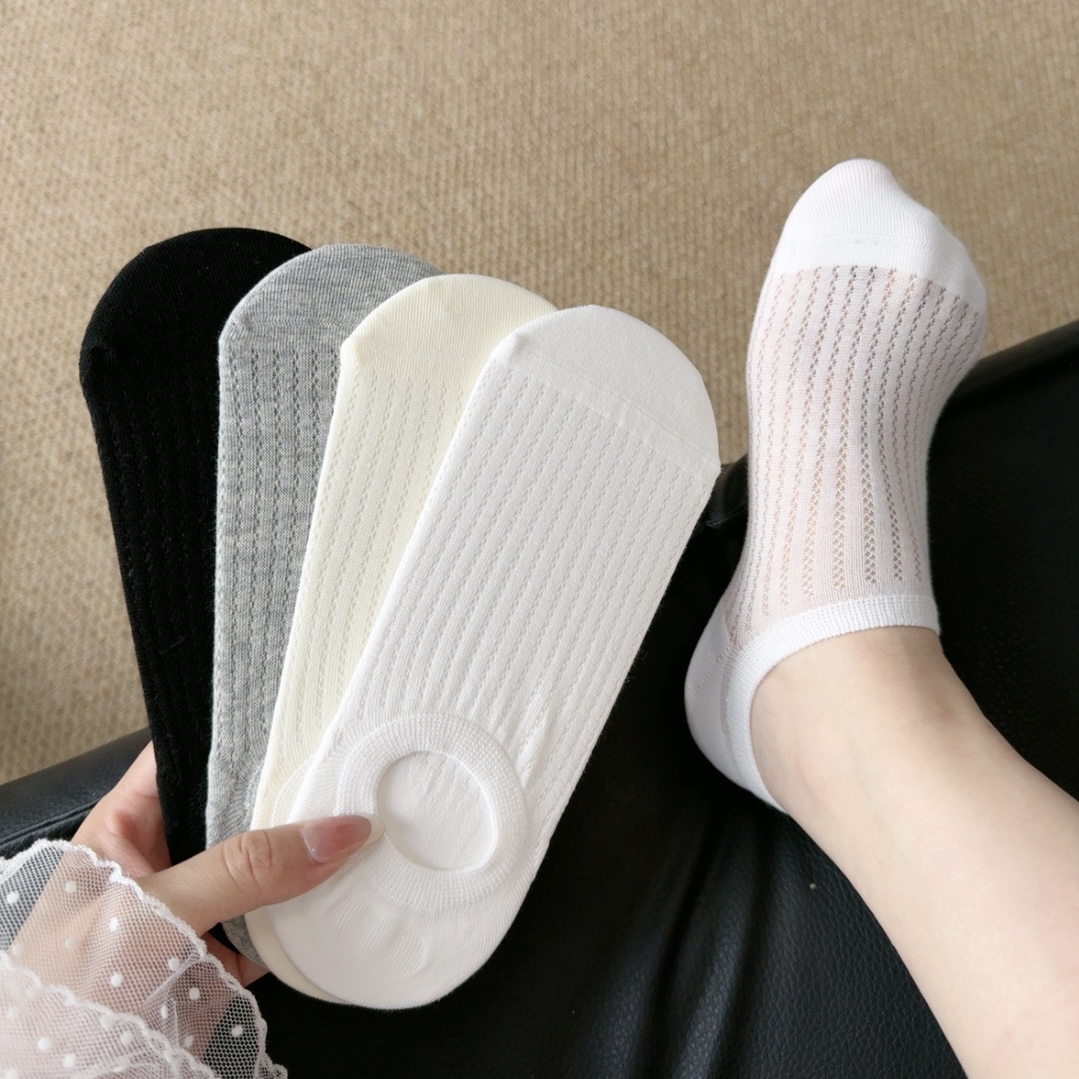 网眼船袜女士防滑不掉跟透气夏季薄款短袜浅口隐形袜子女夏天纯色