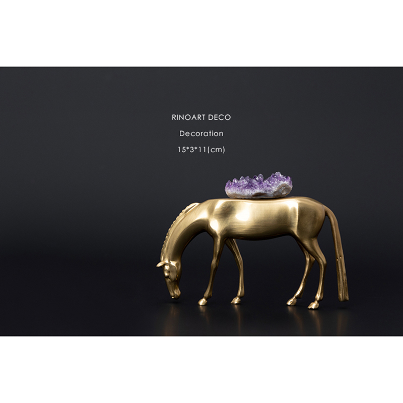 若奈 inspired by Herm*s /黄铜紫水晶马家居摆件转yun旺宅送礼