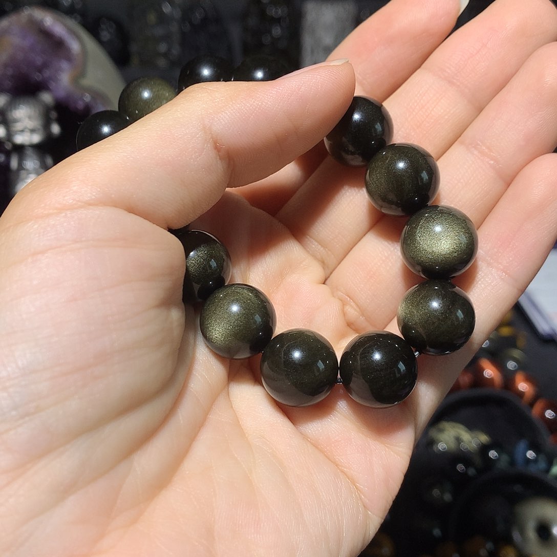 黑曜岩未镶嵌手链惊****！