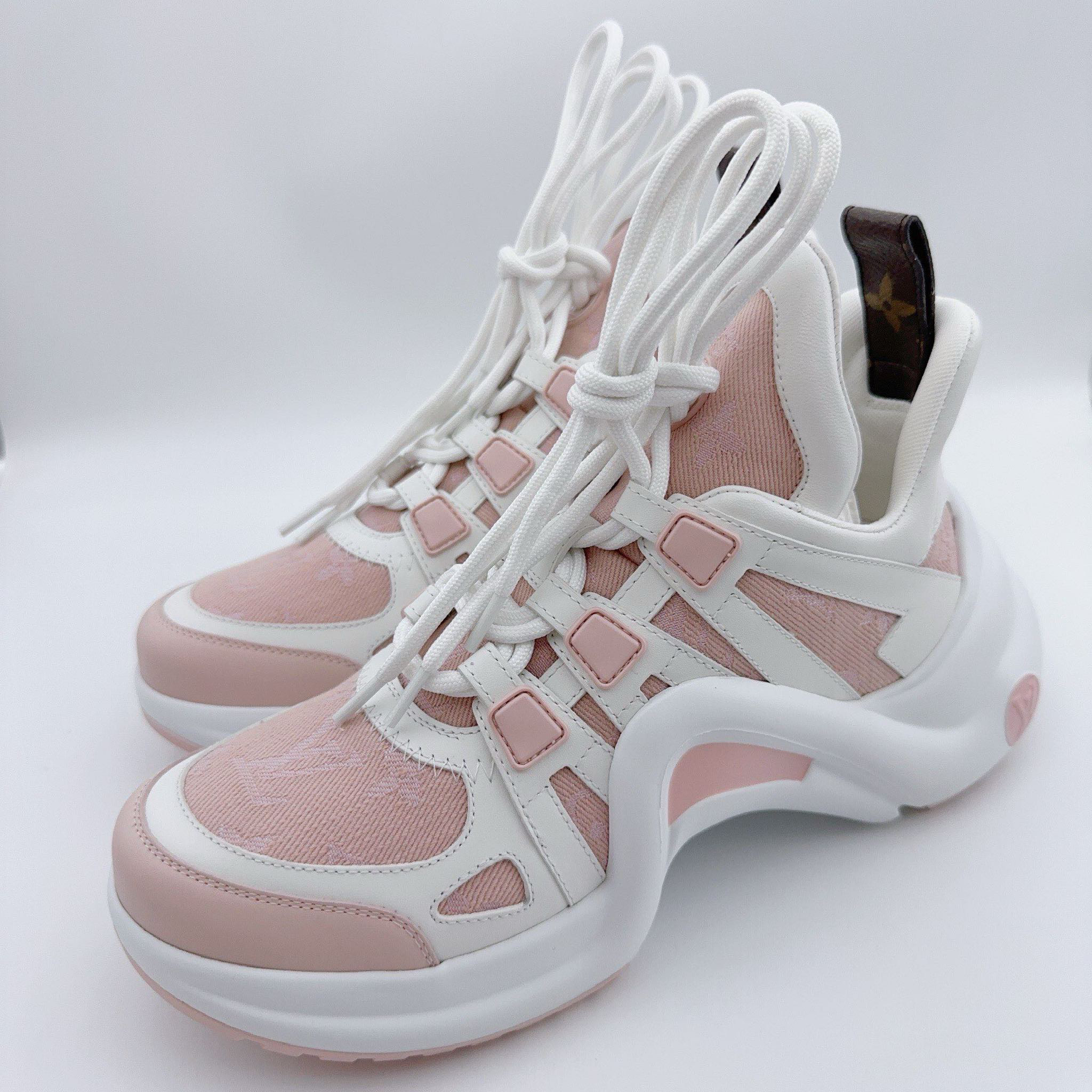 未使用 LouisVuitton/路易威登 37码/粉色牛仔满印老爹鞋/01534