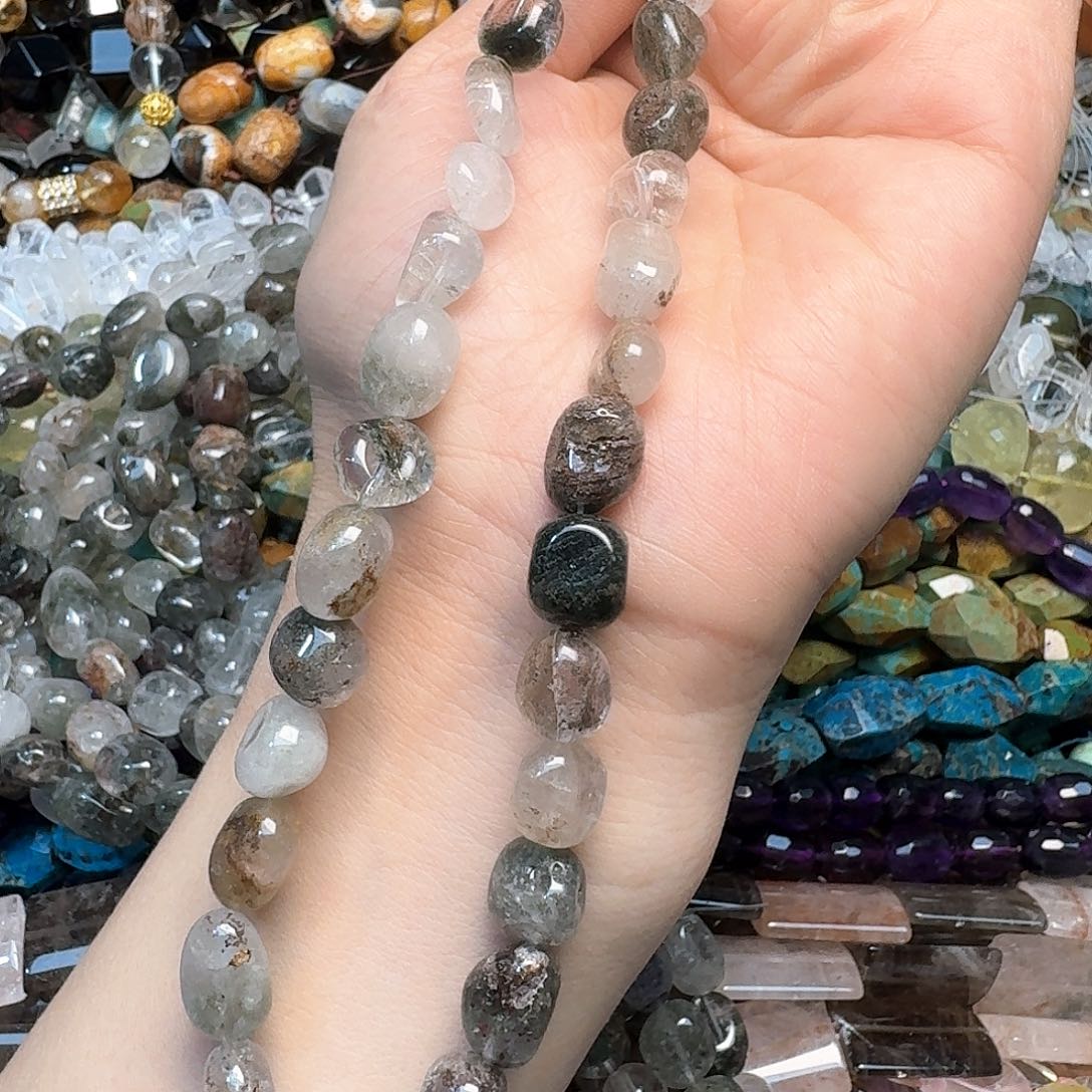 玛瑙/玉髓合金珠宝半成品一条10mm绿幽灵