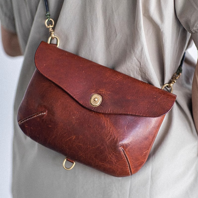 HK WORKSHOP复古机能包头层牛皮原创手作斜挎单肩walkbag