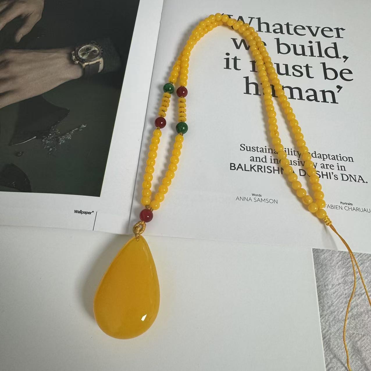 高定珠宝蜜蜡水滴项链ZX2785S968