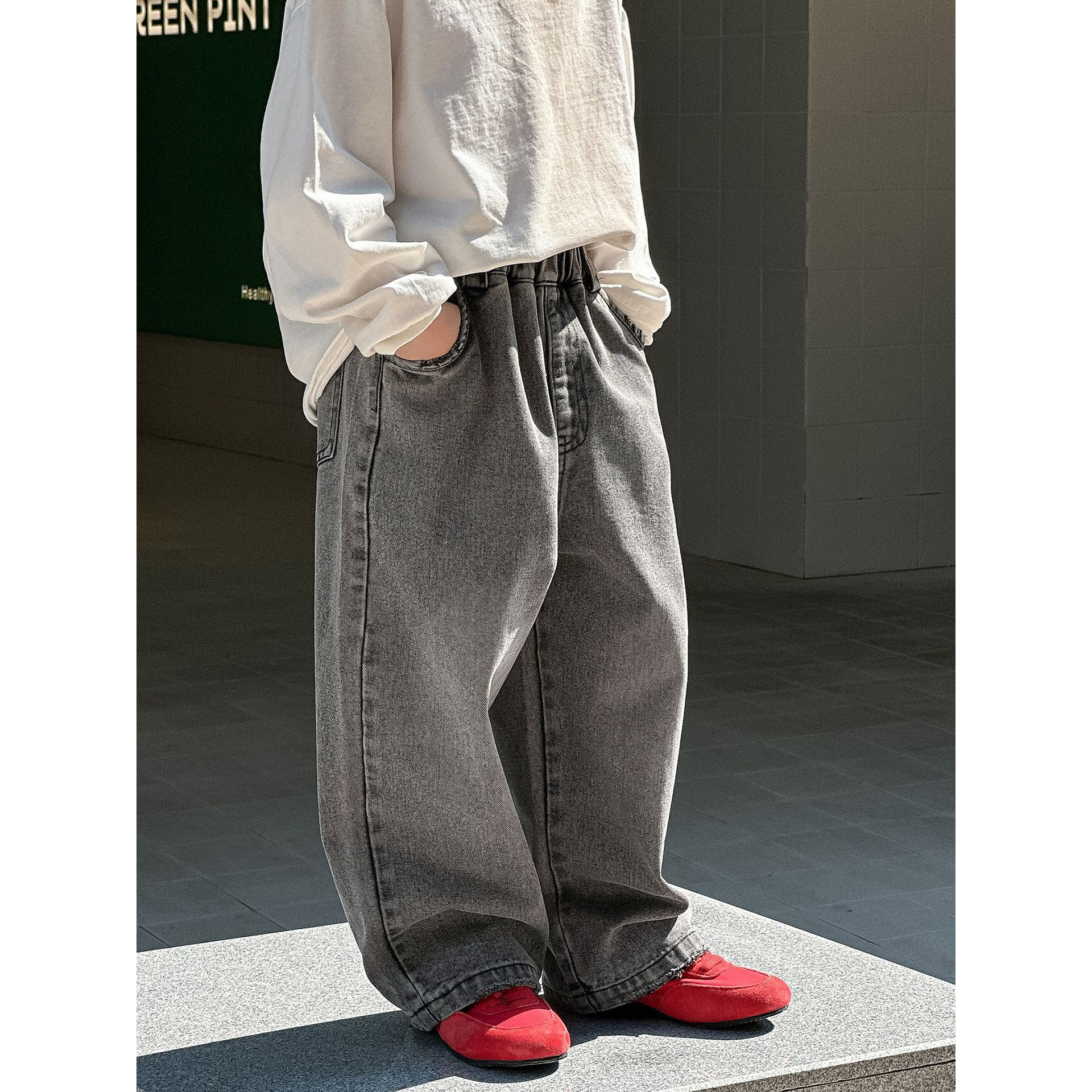 T雷西: M2025儿童秋季新款韩版宽松潮流时尚休闲复古简潮牛仔裤潮