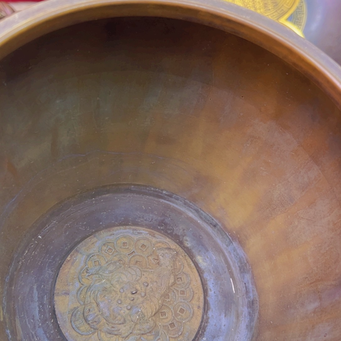 原矿风磨铜大号对联缸