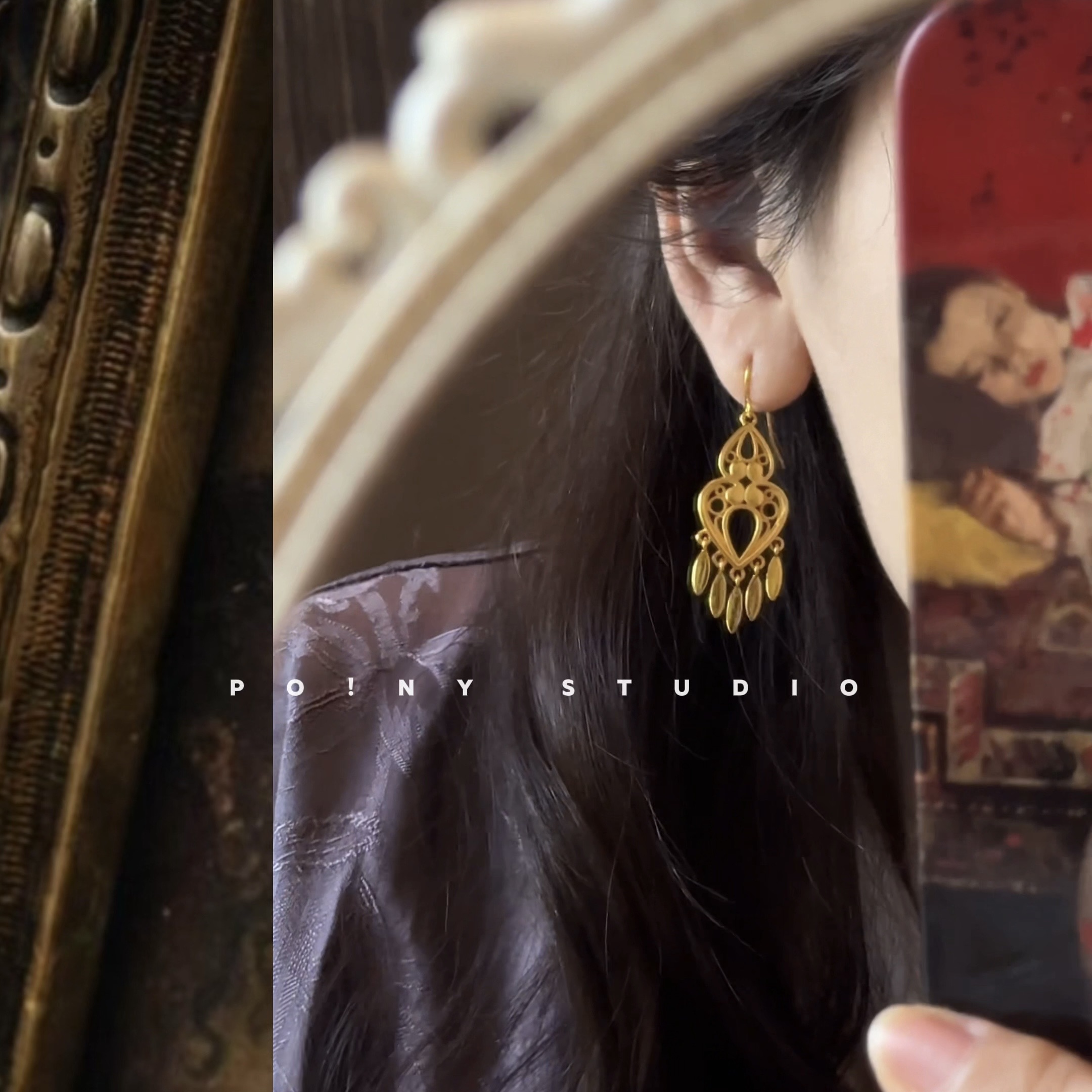 黄铜耳饰 新中式流苏耳环爱心葫芦复古宫廷风百搭轻奢金色耳夹