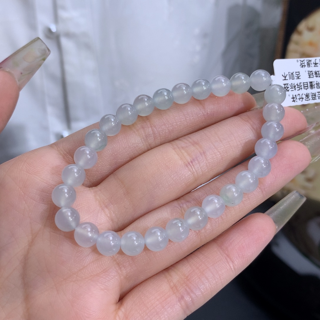 翡翠手链未镶嵌卡6.4冰胶蓝飘花