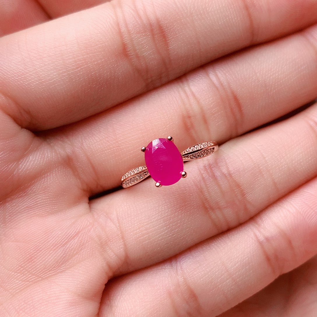 红宝石戒指银S925镶嵌