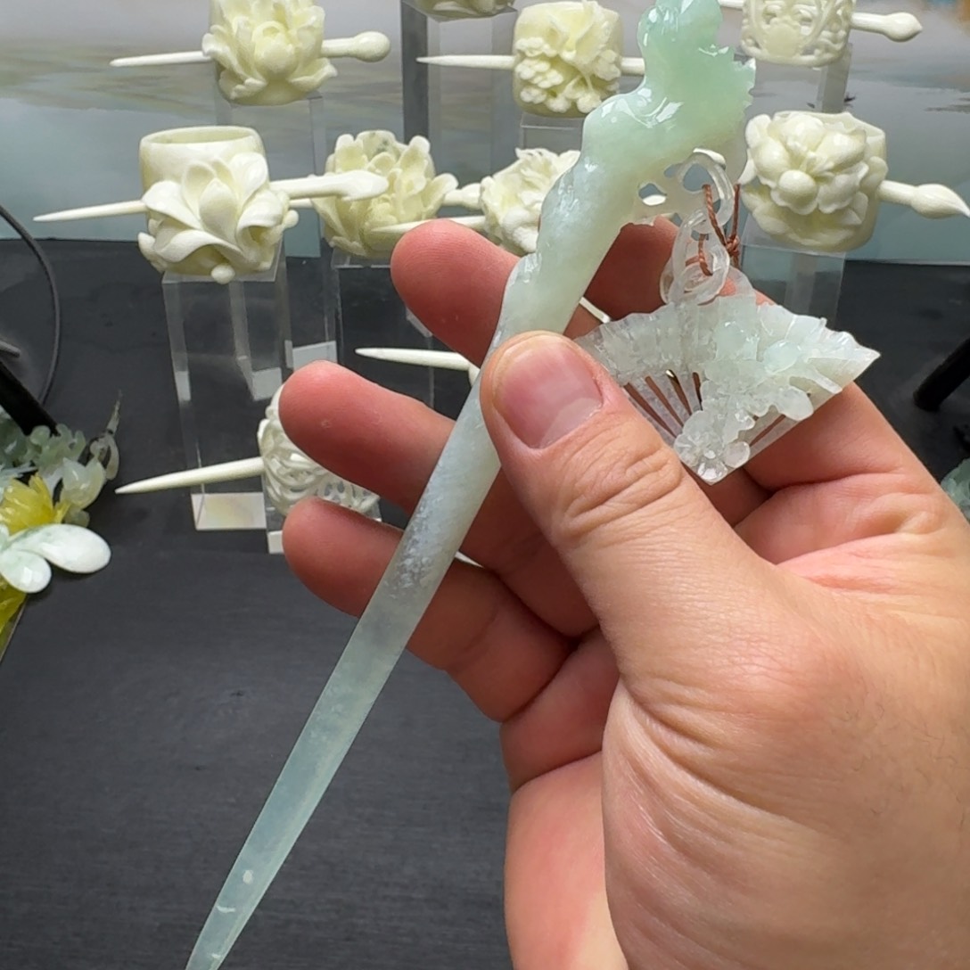 岫玉发饰未镶嵌明君玉簪就是好看