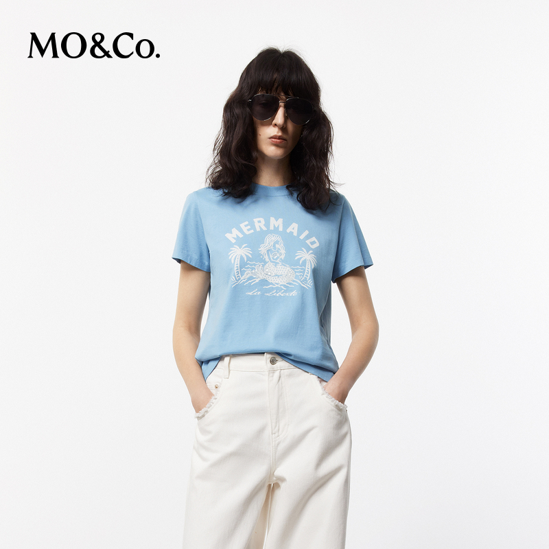 【赵老板专属】MOCO夏珠绣烫钻棉质短袖T恤MBD2TEE004