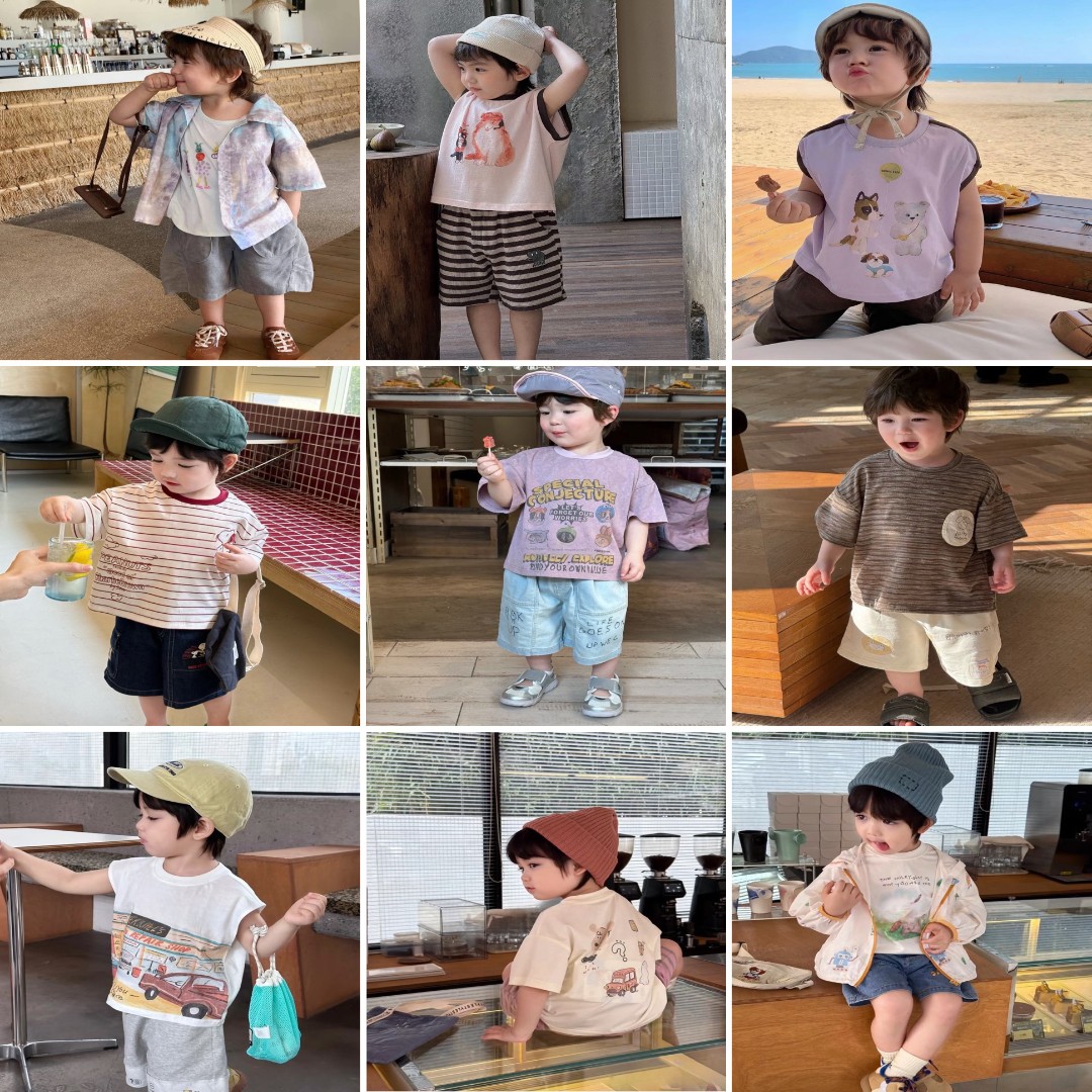 【货号577】儿童夏款棉布休闲中裤灰绿