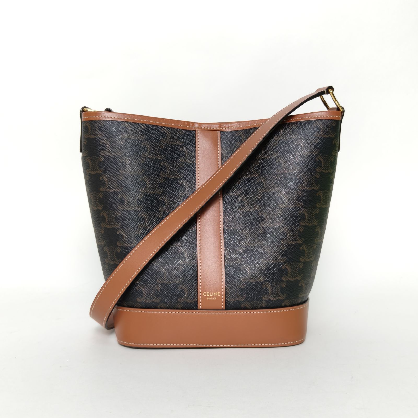 99新 Celine/思琳 【娇活动】凯旋门 标志印花水桶包 518675