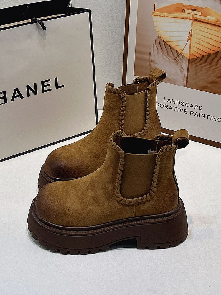 2025秋冬新款英伦风厚底复古切尔西靴时尚增高百搭短靴马丁靴女款