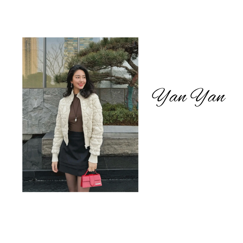藤格纹针织毛衣立领拉链外套-YY10