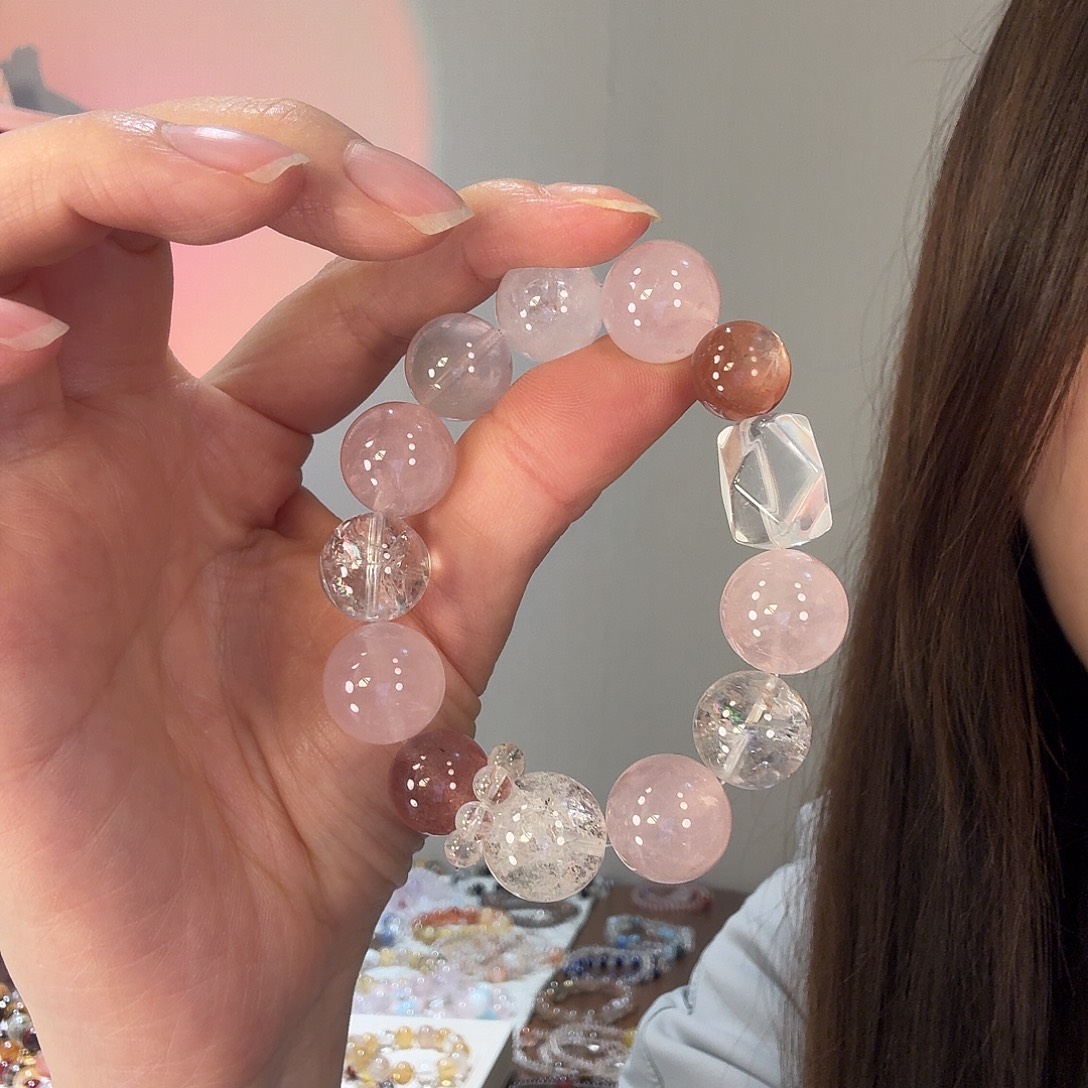 手链银S925镶嵌烟晶