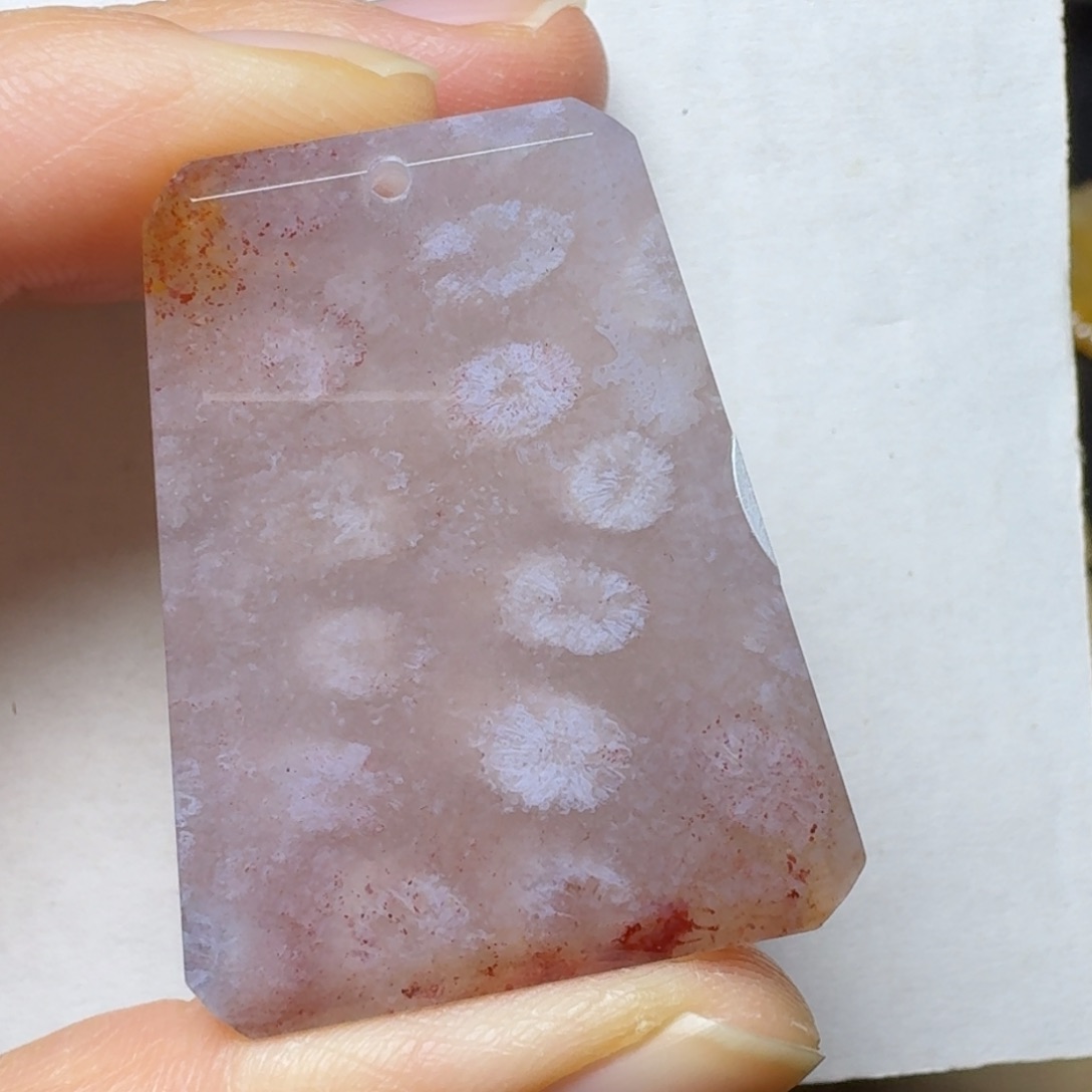 硅化玉红粉紫 冰透花未镶嵌