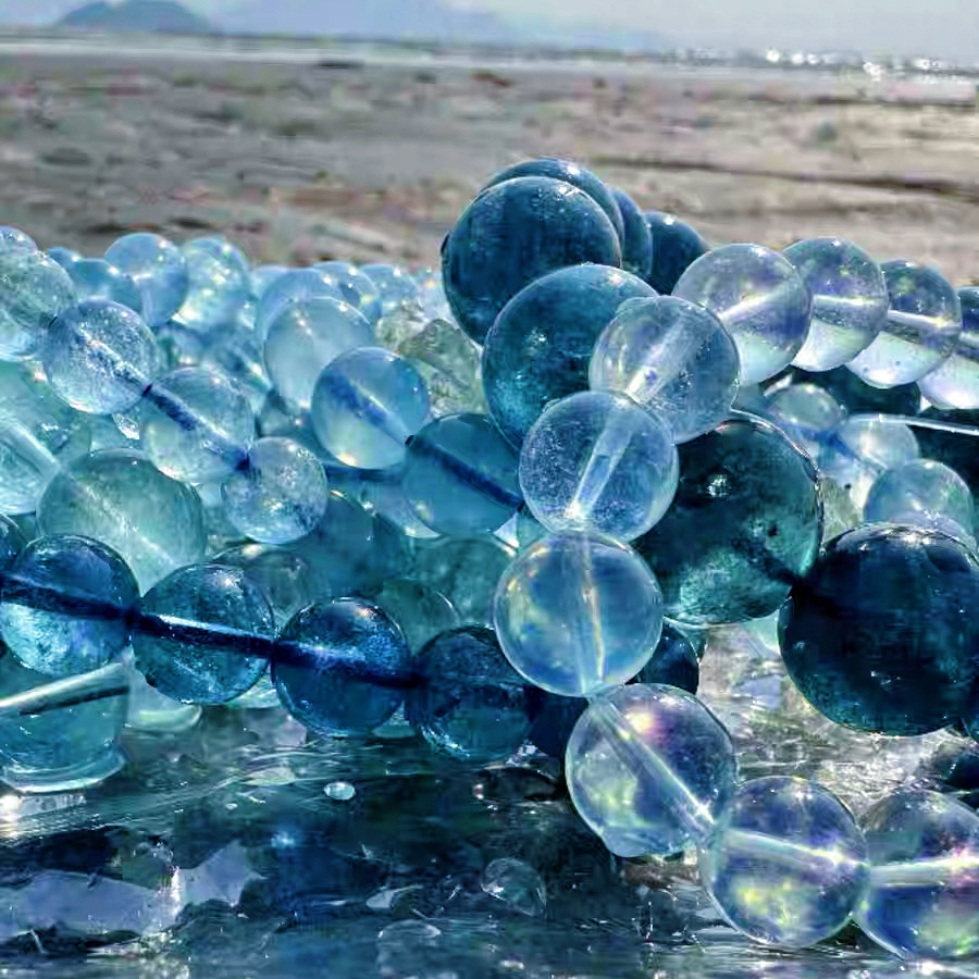 天然辰砂F65天然海蓝宝手串多样性发一件