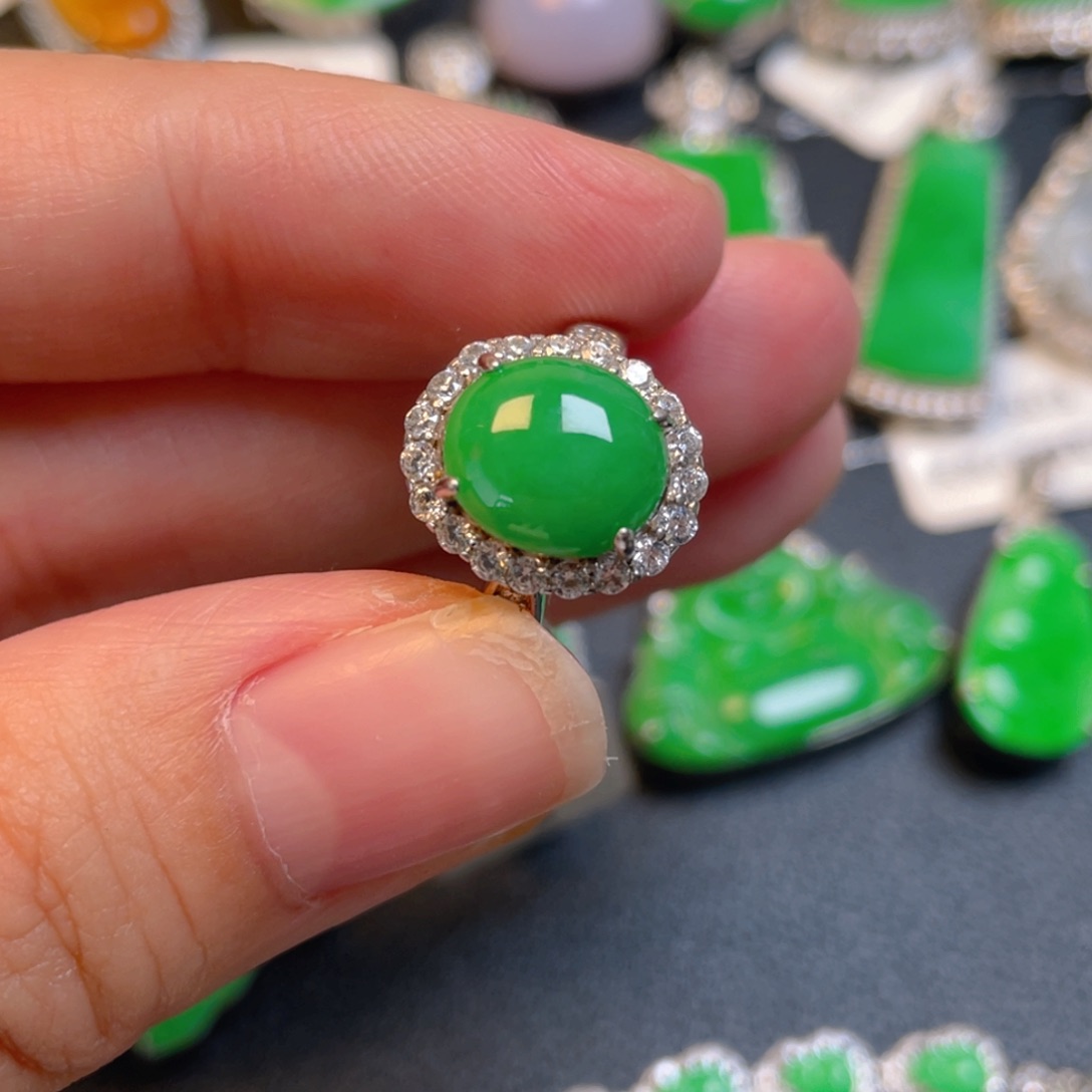 翡翠银S925镶嵌吊坠(不含链)戒指