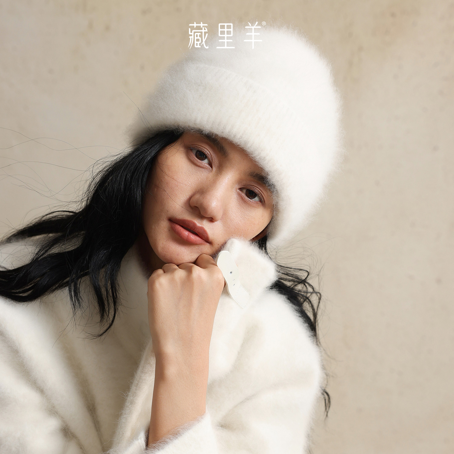 【晨粉专享价】藏里羊【北美小动物毛毛】贝贝白保暖加厚帽子M0560BAI