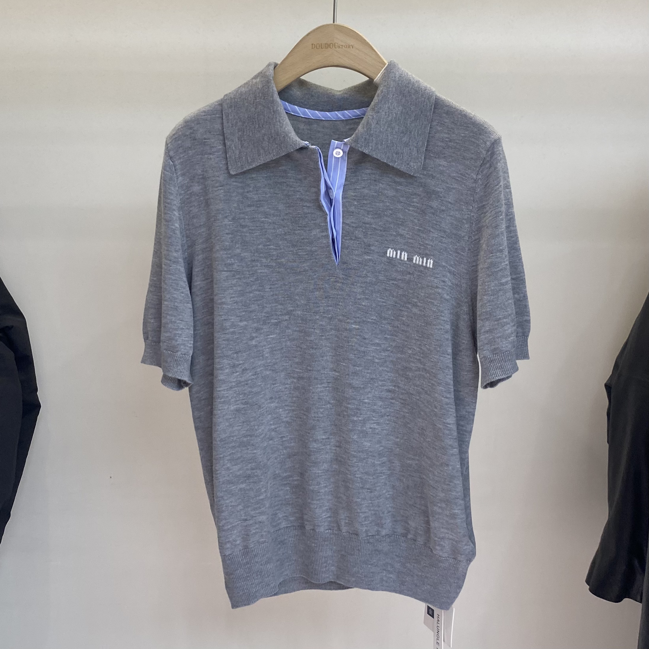 HALUNGLE/海伦格丽  X5825  气质简约polo领短袖针织衫上衣